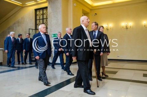  12.09.2014 WARSZAWA SPOTKANIE PREMIEROW Z OKAZJI 25 LECIA POWOLANIA RZADU TADEUSZA MAZOWIECKIEGO N/Z JOZEF OLEKSY DONALD TUSK LESZEK MILLER  