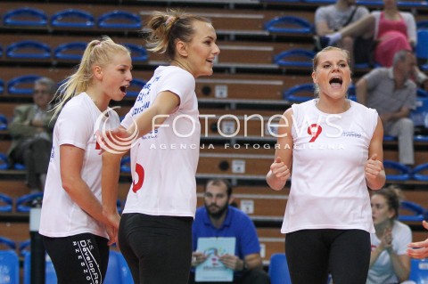  19.09.2014 RZESZOW <br />SIATKOWKA<br />TURNIEJ ZESPOLOW ORLENLIGI PRZED SEZONEM 2014/2015<br />MECZ DEVELOPRES SKYRES RZESZOW - MUSZYNIANKA MUSZYNA<br />N/Z PAULA SZEREMETA RADOSC EMOCJE <br /> 
