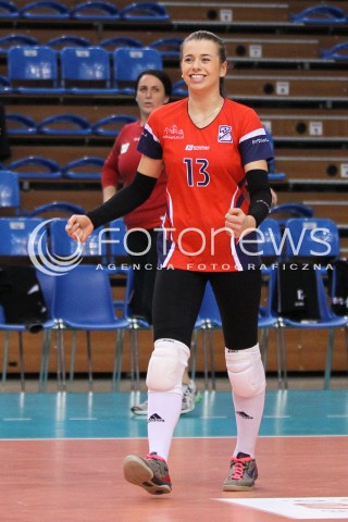  19.09.2014 RZESZOW <br />SIATKOWKA<br />TURNIEJ ZESPOLOW ORLENLIGI PRZED SEZONEM 2014/2015<br />MECZ KSZO OSTROWIEC SWIETOKRZYSKI - PALAC BYDGOSZCZ<br />N/Z PAULINA BALDYGA SYLWETKA RADOSC EMOCJE <br /> 