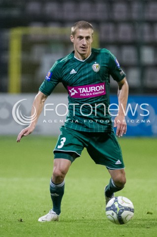 23.09.2014 LODZ PILKA NOZNA POLSKA 1/16 PUCHAR POLSKI SEZON 2014/2015 FOOTBALL POLISH WIDZEW LODZ - SLASK WROCLAW N/Z SYLWETKA PIOTR CELEBAN  