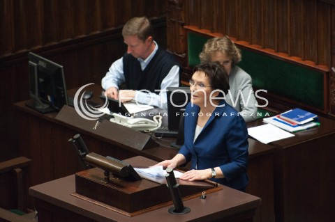  01.10.2014 WARSZAWA SEJM RP<br />OBRADY SEJMU<br />N/Z PREMIER EWA KOPACZ EXPOSE<br /> 