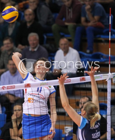  03.10.2014 RZESZOW<br />SIATKOWKA ORLEN LIGA 2014/2015 WOMEN VOLLEYBALL POLAND POLISH ORLENLIGA LEAGUE SEASON 2014/2015<br />MECZ DEVELOPRES SKYRES RZESZOW - CHEMIK POLICE<br />N/Z PAULINA GLAZ <br /> 