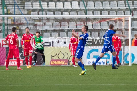  04.10.2014 LODZ PILKA NOZNA POLSKA PIERWSZA LIGA SEZON 2014/2015 FOOTBALL POLISH  WIDZEW LODZ - WISLA PLOCK N/Z WISLA GOL RADOSC  