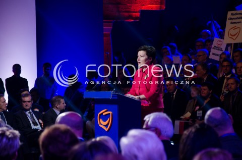  04.10.2014 WARSZAWA WARSZAWSKA KONWENCJA PLATFORMY OBYWATELSKIEJ INAUGURUJACA KAMPANIE WYBORCZA PRZED WYBORAMI SAMORZADOWYMI N/Z PREZYDENT WARSZAWY HANNA GRONKIEWICZ WALTZ  