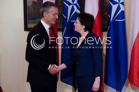  06.10.2014 WARSZAWA WIZYTA SEKRETARZA GENERALNEGO NATO W POLSCE N/Z SEKRETARZ GENERALNY NATO JENS STOLTENBERG PREMIER RP EWA KOPACZ  