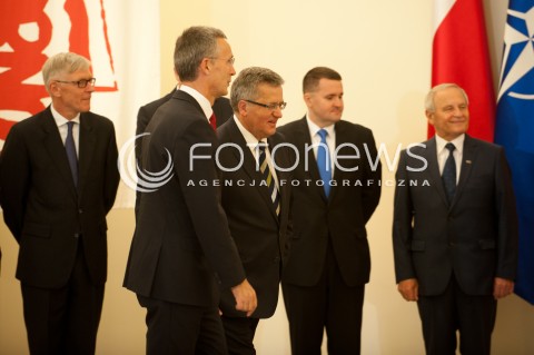 06.10.2014 WARSZAWA <br />WIZYTA SEKRETARZA GENERALNEGO NATO W POLSCE<br />N/Z SEKRETARZ GENERALNY NATO JENS STOLTENBERG PREZYDENT RP BRONISLAW KOMOROWSKI<br /> 