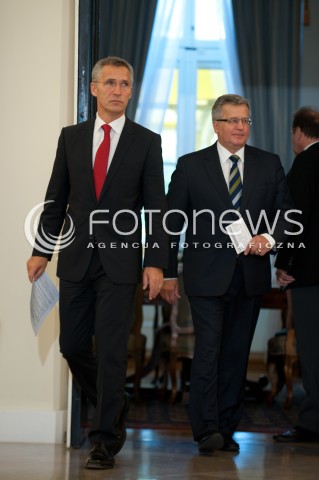  06.10.2014 WARSZAWA <br />WIZYTA SEKRETARZA GENERALNEGO NATO W POLSCE<br />N/Z SEKRETARZ GENERALNY NATO JENS STOLTENBERG PREZYDENT RP BRONISLAW KOMOROWSKI<br /> 