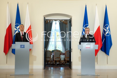  06.10.2014 WARSZAWA <br />WIZYTA SEKRETARZA GENERALNEGO NATO W POLSCE<br />N/Z SEKRETARZ GENERALNY NATO JENS STOLTENBERG PREZYDENT RP BRONISLAW KOMOROWSKI<br /> 