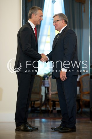  06.10.2014 WARSZAWA <br />WIZYTA SEKRETARZA GENERALNEGO NATO W POLSCE<br />N/Z SEKRETARZ GENERALNY NATO JENS STOLTENBERG PREZYDENT RP BRONISLAW KOMOROWSKI<br /> 