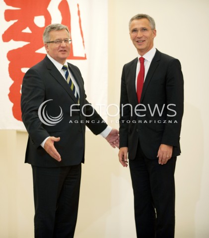  06.10.2014 WARSZAWA <br />WIZYTA SEKRETARZA GENERALNEGO NATO W POLSCE<br />N/Z SEKRETARZ GENERALNY NATO JENS STOLTENBERG PREZYDENT RP BRONISLAW KOMOROWSKI SOLIDARNOSC<br /> 