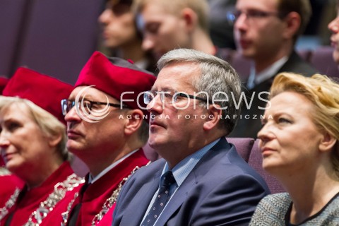  10.10.2014 LODZ WIZYTA PREZYDENTA RP W LODZI Z OKAZJI INAUGURACJI ROKU AKADEMICKIEGO WYDZIALU MEDYCZNEGO UNIWERSYTETU LODZKIEGO N/Z BRONISLAW KOMOROWSKI HANNA ZDANOWSKA  