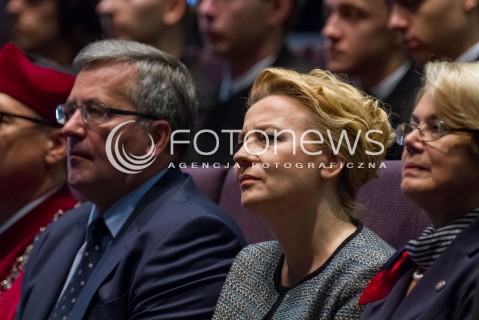  10.10.2014 LODZ WIZYTA PREZYDENTA RP W LODZI Z OKAZJI INAUGURACJI ROKU AKADEMICKIEGO WYDZIALU MEDYCZNEGO UNIWERSYTETU LODZKIEGO N/Z BRONISLAW KOMOROWSKI HANNA ZDANOWSKA  