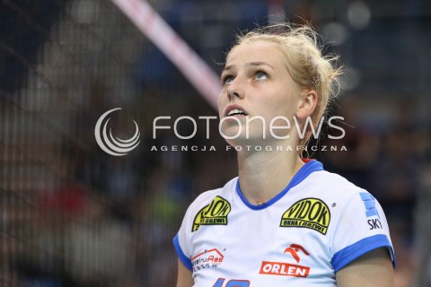  10.10.2014 RZESZOW<br />SIATKOWKA ORLEN LIGA 2014/2015 WOMEN VOLLEYBALL POLAND POLISH ORLENLIGA LEAGUE SEASON 2014/2015<br />MECZ DEVELOPRES SKYRES RZESZOW - BUDOWLANI LODZ<br />N/Z KAROLINA FILIPOWICZ SYLWETKA <br /> 