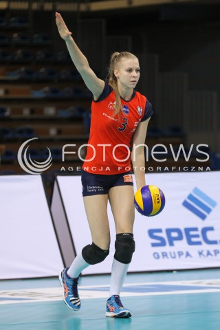  10.10.2014 RZESZOW<br />SIATKOWKA ORLEN LIGA 2014/2015 WOMEN VOLLEYBALL POLAND POLISH ORLENLIGA LEAGUE SEASON 2014/2015<br />MECZ DEVELOPRES SKYRES RZESZOW - BUDOWLANI LODZ<br />N/Z JOANNA PACAK SYLWETKA <br /> 