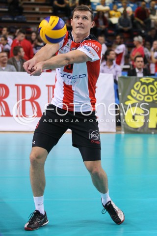  11.10.2014 RZESZOW<br />SIATKOWKA PLUSLIGA 2014/2015 MEN VOLLEYBALL POLAND POLISH PLUS LIGA LEAGUE SEASON 2014/2015<br />MECZ ASSECO RESOVIA - BBTS BIELSKO - BIALA<br />N/Z LUKAS TICHACEK SYLWETKA <br /> 