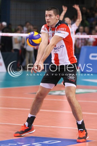 11.10.2014 RZESZOW<br />SIATKOWKA PLUSLIGA 2014/2015 MEN VOLLEYBALL POLAND POLISH PLUS LIGA LEAGUE SEASON 2014/2015<br />MECZ ASSECO RESOVIA - BBTS BIELSKO - BIALA<br />N/Z DAWID KONARSKI SYLWETKA <br /> 