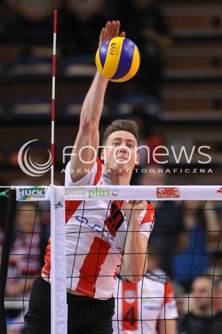  11.10.2014 RZESZOW<br />SIATKOWKA PLUSLIGA 2014/2015 MEN VOLLEYBALL POLAND POLISH PLUS LIGA LEAGUE SEASON 2014/2015<br />MECZ ASSECO RESOVIA - BBTS BIELSKO - BIALA<br />N/Z JOCHEN SCHOPS SYLWETKA ATAK<br /> 