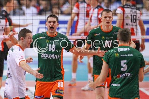  11.10.2014 RZESZOW<br />SIATKOWKA PLUSLIGA 2014/2015 MEN VOLLEYBALL POLAND POLISH PLUS LIGA LEAGUE SEASON 2014/2015<br />MECZ ASSECO RESOVIA - BBTS BIELSKO - BIALA<br />N/Z KAMIL KWASOWSKI BARTOSZ BUNIAK RADOSC EMOCJE <br /> 