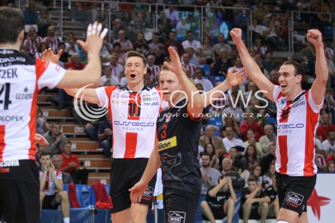  11.10.2014 RZESZOW<br />SIATKOWKA PLUSLIGA 2014/2015 MEN VOLLEYBALL POLAND POLISH PLUS LIGA LEAGUE SEASON 2014/2015<br />MECZ ASSECO RESOVIA - BBTS BIELSKO - BIALA<br />N/Z JOCHEN SCHOPS MICHAL ZUREK MARKO IVOVIC RADOSC EMOCJE <br /> 