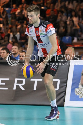 11.10.2014 RZESZOW<br />SIATKOWKA PLUSLIGA 2014/2015 MEN VOLLEYBALL POLAND POLISH PLUS LIGA LEAGUE SEASON 2014/2015<br />MECZ ASSECO RESOVIA - BBTS BIELSKO - BIALA<br />N/Z DAWID DRYJA SYLWETKA <br /> 