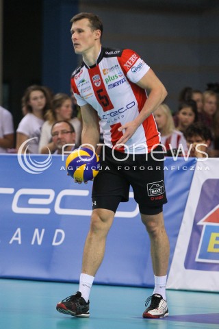  11.10.2014 RZESZOW<br />SIATKOWKA PLUSLIGA 2014/2015 MEN VOLLEYBALL POLAND POLISH PLUS LIGA LEAGUE SEASON 2014/2015<br />MECZ ASSECO RESOVIA - BBTS BIELSKO - BIALA<br />N/Z LUKAS TICHACEK SYLWETKA <br /> 