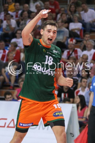  11.10.2014 RZESZOW<br />SIATKOWKA PLUSLIGA 2014/2015 MEN VOLLEYBALL POLAND POLISH PLUS LIGA LEAGUE SEASON 2014/2015<br />MECZ ASSECO RESOVIA - BBTS BIELSKO - BIALA<br />N/Z KAMIL KWASOWSKI SYLWETKA RADOSC EMOCJE <br /> 