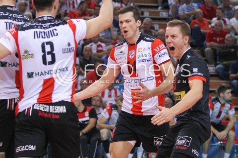 11.10.2014 RZESZOW<br />SIATKOWKA PLUSLIGA 2014/2015 MEN VOLLEYBALL POLAND POLISH PLUS LIGA LEAGUE SEASON 2014/2015<br />MECZ ASSECO RESOVIA - BBTS BIELSKO - BIALA<br />N/Z MICHAL ZUREK RAFAL BUSZEK RADOSC EMOCJE <br /> 