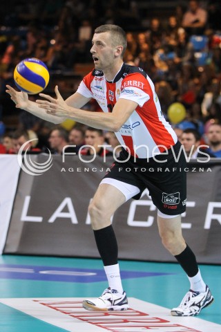  11.10.2014 RZESZOW<br />SIATKOWKA PLUSLIGA 2014/2015 MEN VOLLEYBALL POLAND POLISH PLUS LIGA LEAGUE SEASON 2014/2015<br />MECZ ASSECO RESOVIA - BBTS BIELSKO - BIALA<br />N/Z LUKASZ PERLOWSKI SYLWETKA <br /> 