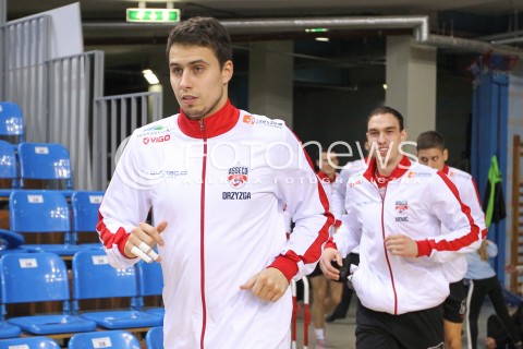  15.10.2014 RZESZOW<br />SIATKOWKA PLUSLIGA 2014/2015 MEN VOLLEYBALL POLAND POLISH PLUS LIGA LEAGUE SEASON 2014/2015<br />MECZ ASSECO RESOVIA - MKS BANIMEX BEDZIN<br />N/Z FABIAN DRZYZGA MARKO IVOVIC <br /> 