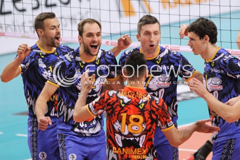  15.10.2014 RZESZOW<br />SIATKOWKA PLUSLIGA 2014/2015 MEN VOLLEYBALL POLAND POLISH PLUS LIGA LEAGUE SEASON 2014/2015<br />MECZ ASSECO RESOVIA - MKS BANIMEX BEDZIN<br />N/Z MILOSZ HEBDA MARIUSZ GACA RADOSC EMOCJE <br /> 