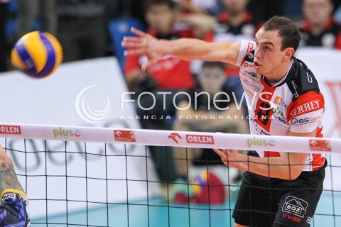  15.10.2014 RZESZOW<br />SIATKOWKA PLUSLIGA 2014/2015 MEN VOLLEYBALL POLAND POLISH PLUS LIGA LEAGUE SEASON 2014/2015<br />MECZ ASSECO RESOVIA - MKS BANIMEX BEDZIN<br />N/Z MARKO IVOVIC SYLWETKA <br /> 