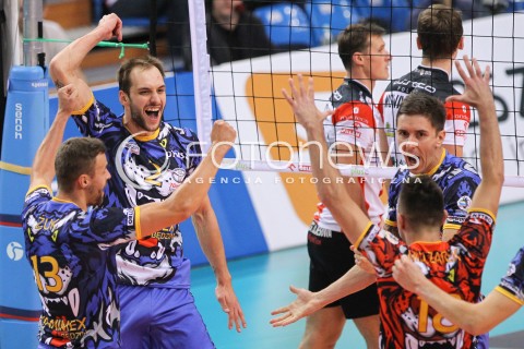  15.10.2014 RZESZOW<br />SIATKOWKA PLUSLIGA 2014/2015 MEN VOLLEYBALL POLAND POLISH PLUS LIGA LEAGUE SEASON 2014/2015<br />MECZ ASSECO RESOVIA - MKS BANIMEX BEDZIN<br />N/Z MILOSZ HEBDA RADOSC EMOCJE <br /> 
