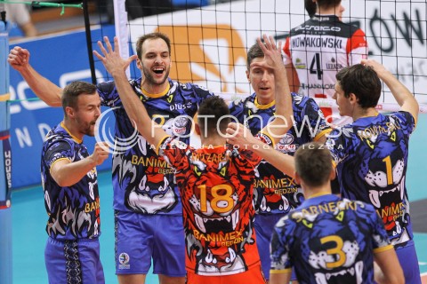  15.10.2014 RZESZOW<br />SIATKOWKA PLUSLIGA 2014/2015 MEN VOLLEYBALL POLAND POLISH PLUS LIGA LEAGUE SEASON 2014/2015<br />MECZ ASSECO RESOVIA - MKS BANIMEX BEDZIN<br />N/Z MILOSZ HEBDA RADOSC EMOCJE <br /> 