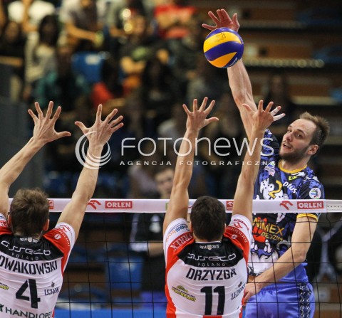  15.10.2014 RZESZOW<br />SIATKOWKA PLUSLIGA 2014/2015 MEN VOLLEYBALL POLAND POLISH PLUS LIGA LEAGUE SEASON 2014/2015<br />MECZ ASSECO RESOVIA - MKS BANIMEX BEDZIN<br />N/Z MILOSZ HEBDA <br /> 