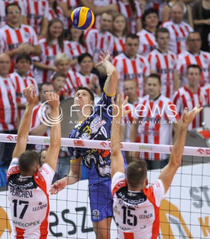  15.10.2014 RZESZOW<br />SIATKOWKA PLUSLIGA 2014/2015 MEN VOLLEYBALL POLAND POLISH PLUS LIGA LEAGUE SEASON 2014/2015<br />MECZ ASSECO RESOVIA - MKS BANIMEX BEDZIN<br />N/Z MIKOLAJ SARNECKI <br /> 