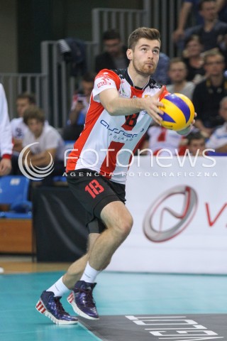  15.10.2014 RZESZOW<br />SIATKOWKA PLUSLIGA 2014/2015 MEN VOLLEYBALL POLAND POLISH PLUS LIGA LEAGUE SEASON 2014/2015<br />MECZ ASSECO RESOVIA - MKS BANIMEX BEDZIN<br />N/Z DAWID DRYJA SYLWETKA <br /> 