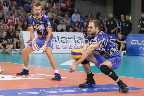  15.10.2014 RZESZOW<br />SIATKOWKA PLUSLIGA 2014/2015 MEN VOLLEYBALL POLAND POLISH PLUS LIGA LEAGUE SEASON 2014/2015<br />MECZ ASSECO RESOVIA - MKS BANIMEX BEDZIN<br />N/Z MILOSZ HEBDA SYLWETKA <br /> 