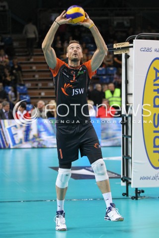  18.10.2014 RZESZOW<br />SIATKOWKA PLUSLIGA 2014/2015 MEN VOLLEYBALL POLAND POLISH PLUS LIGA LEAGUE SEASON 2014/2015<br />MECZ ASSECO RESOVIA - JASTRZEBSKI WEGIEL<br />N/Z MICHAL LASKO SYLWETKA <br /> 