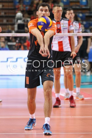  18.10.2014 RZESZOW<br />SIATKOWKA PLUSLIGA 2014/2015 MEN VOLLEYBALL POLAND POLISH PLUS LIGA LEAGUE SEASON 2014/2015<br />MECZ ASSECO RESOVIA - JASTRZEBSKI WEGIEL<br />N/Z GRZEGORZ KOSOK SYLWETKA <br /> 