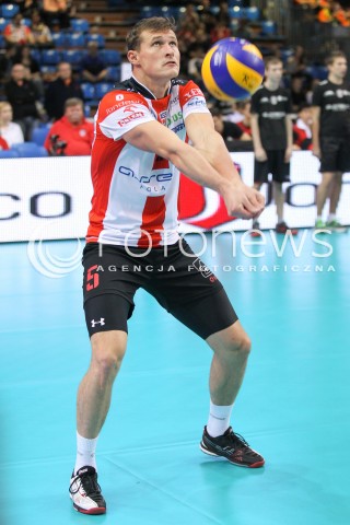  18.10.2014 RZESZOW<br />SIATKOWKA PLUSLIGA 2014/2015 MEN VOLLEYBALL POLAND POLISH PLUS LIGA LEAGUE SEASON 2014/2015<br />MECZ ASSECO RESOVIA - JASTRZEBSKI WEGIEL<br />N/Z LUKAS TICHACEK SYLWETKA <br /> 