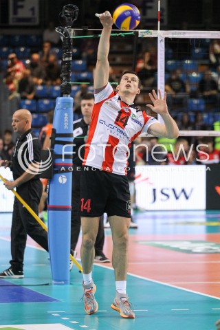  18.10.2014 RZESZOW<br />SIATKOWKA PLUSLIGA 2014/2015 MEN VOLLEYBALL POLAND POLISH PLUS LIGA LEAGUE SEASON 2014/2015<br />MECZ ASSECO RESOVIA - JASTRZEBSKI WEGIEL<br />N/Z RAFAL BUSZEK SYLWETKA <br /> 