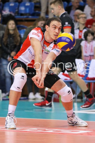  18.10.2014 RZESZOW<br />SIATKOWKA PLUSLIGA 2014/2015 MEN VOLLEYBALL POLAND POLISH PLUS LIGA LEAGUE SEASON 2014/2015<br />MECZ ASSECO RESOVIA - JASTRZEBSKI WEGIEL<br />N/Z MARKO IVOVIC SYLWETKA <br /> 