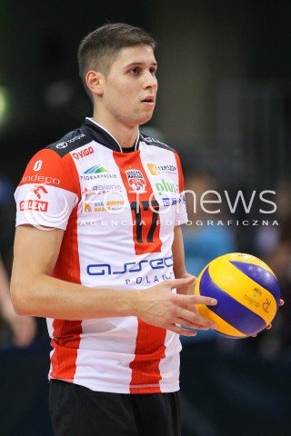  18.10.2014 RZESZOW<br />SIATKOWKA PLUSLIGA 2014/2015 MEN VOLLEYBALL POLAND POLISH PLUS LIGA LEAGUE SEASON 2014/2015<br />MECZ ASSECO RESOVIA - JASTRZEBSKI WEGIEL<br />N/Z NIKOLAY PENCZEV SYLWETKA <br /> 