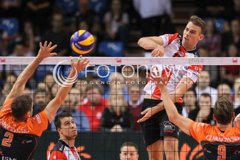  18.10.2014 RZESZOW<br />SIATKOWKA PLUSLIGA 2014/2015 MEN VOLLEYBALL POLAND POLISH PLUS LIGA LEAGUE SEASON 2014/2015<br />MECZ ASSECO RESOVIA - JASTRZEBSKI WEGIEL<br />N/Z RUSSELL HOLMES <br /> 