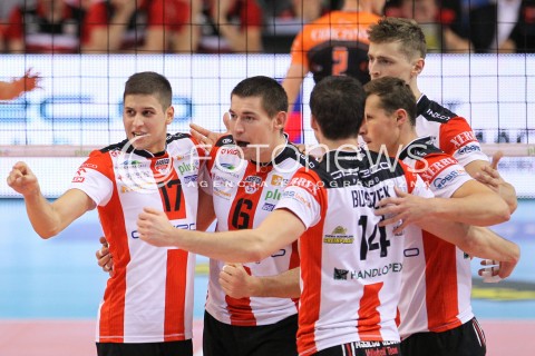  18.10.2014 RZESZOW<br />SIATKOWKA PLUSLIGA 2014/2015 MEN VOLLEYBALL POLAND POLISH PLUS LIGA LEAGUE SEASON 2014/2015<br />MECZ ASSECO RESOVIA - JASTRZEBSKI WEGIEL<br />N/Z NIKOLAY PENCZEV DAWID KONARSKI RADOSC EMOCJE <br /> 