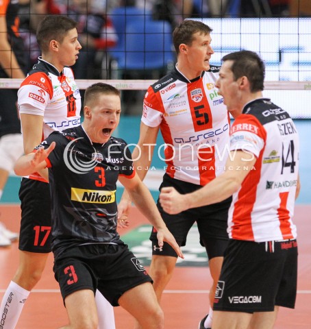  18.10.2014 RZESZOW<br />SIATKOWKA PLUSLIGA 2014/2015 MEN VOLLEYBALL POLAND POLISH PLUS LIGA LEAGUE SEASON 2014/2015<br />MECZ ASSECO RESOVIA - JASTRZEBSKI WEGIEL<br />N/Z MICHAL ZUREK LUKAS TICHACEK RADOSC EMOCJE <br /> 