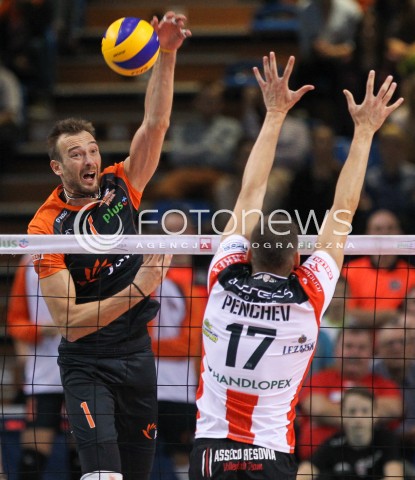  18.10.2014 RZESZOW<br />SIATKOWKA PLUSLIGA 2014/2015 MEN VOLLEYBALL POLAND POLISH PLUS LIGA LEAGUE SEASON 2014/2015<br />MECZ ASSECO RESOVIA - JASTRZEBSKI WEGIEL<br />N/Z MICHAL LASKO <br /> 