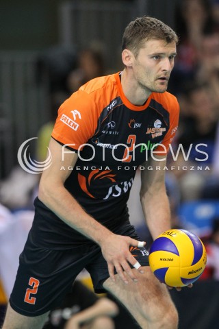  18.10.2014 RZESZOW<br />SIATKOWKA PLUSLIGA 2014/2015 MEN VOLLEYBALL POLAND POLISH PLUS LIGA LEAGUE SEASON 2014/2015<br />MECZ ASSECO RESOVIA - JASTRZEBSKI WEGIEL<br />N/Z KRZYSZTOF GIERCZYNSKI SYLWETKA <br /> 
