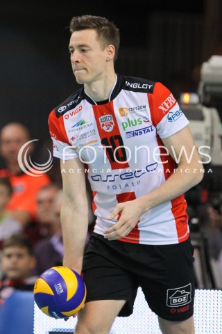  18.10.2014 RZESZOW<br />SIATKOWKA PLUSLIGA 2014/2015 MEN VOLLEYBALL POLAND POLISH PLUS LIGA LEAGUE SEASON 2014/2015<br />MECZ ASSECO RESOVIA - JASTRZEBSKI WEGIEL<br />N/Z JOCHEN SCHOPS SYLWETKA <br /> 