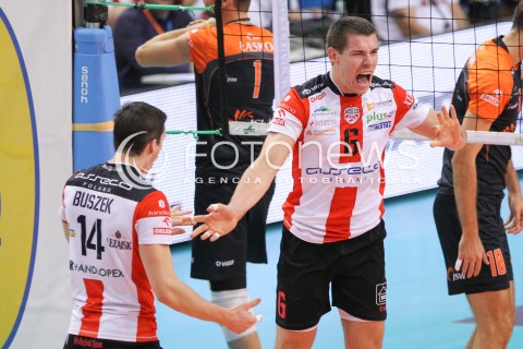  18.10.2014 RZESZOW<br />SIATKOWKA PLUSLIGA 2014/2015 MEN VOLLEYBALL POLAND POLISH PLUS LIGA LEAGUE SEASON 2014/2015<br />MECZ ASSECO RESOVIA - JASTRZEBSKI WEGIEL<br />N/Z DAWID KONARSKI RADOSC EMOCJE  <br /> 